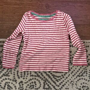 Mini Boden Pink and White Striped Long Sleeve Tee
